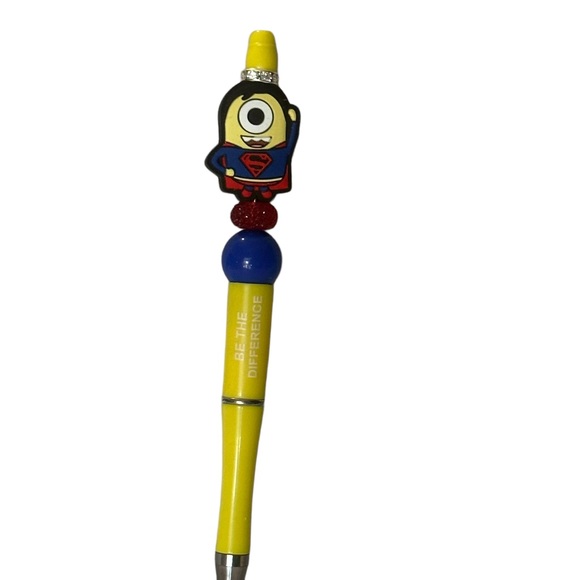 Despicable Me Minion Superman “Be the Difference” Yellow Beaded Silicone Pen - Picture 4 of 9